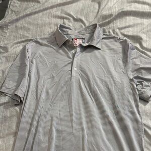Chick-fil-A Teamstyle Mens Hydrochill Striped Polo, White - Medium